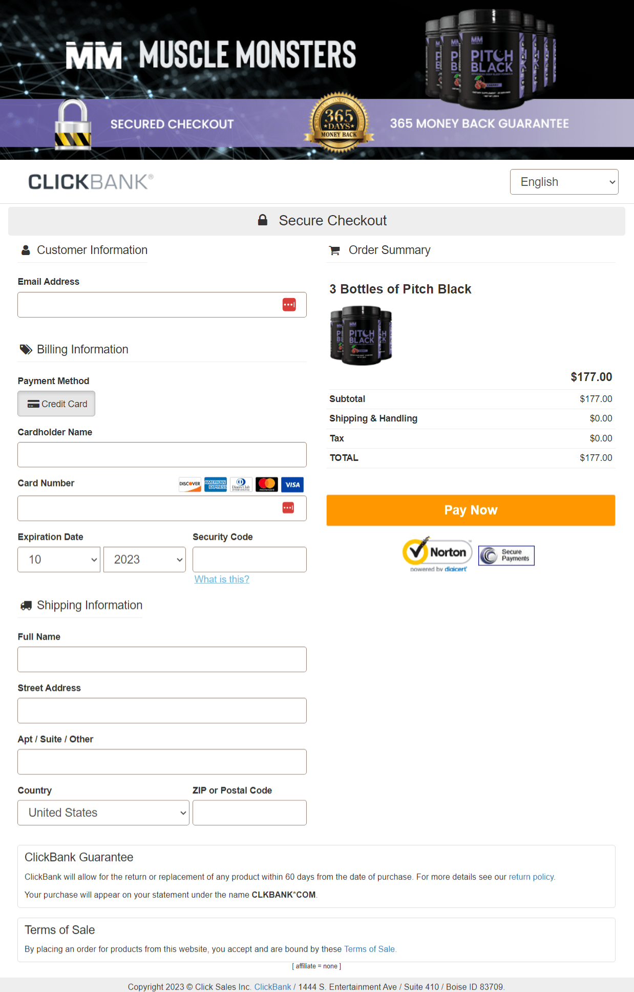 Pitch Black Official Website Secure Order Page